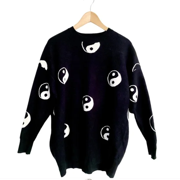 Forever 21 Black and White Yin Yang Sweater - Picture 2 of 4